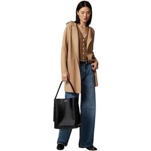 J. Crew Khaki Tan Juliette Collarless Open Front Cardigan Sweater Blazer